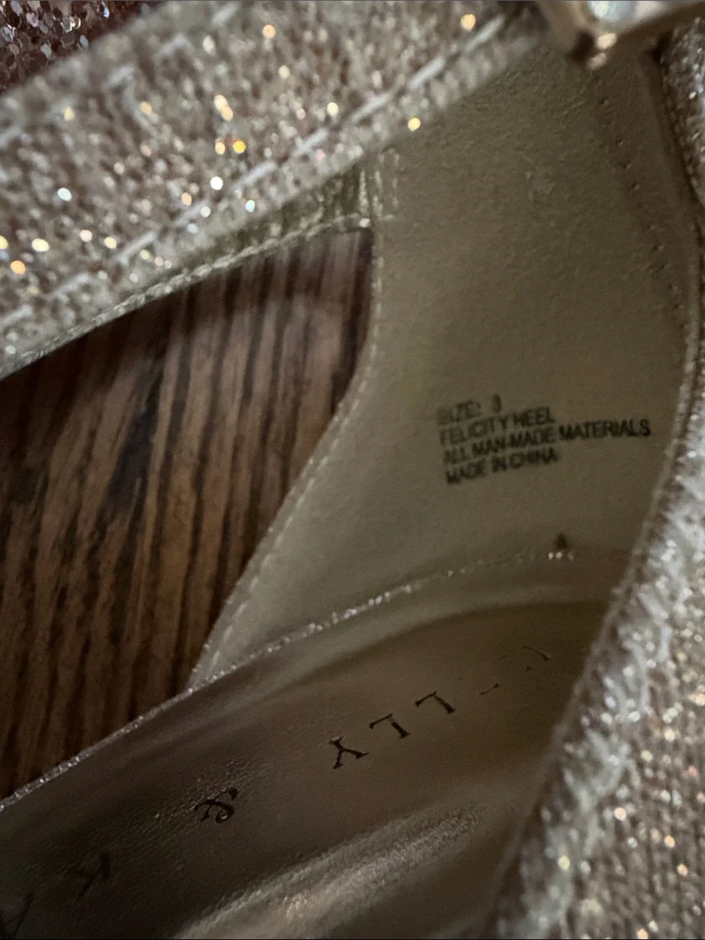 Girls Kelly & Katie Rose Gold Glitter D'Orsay Heels with Ankle Strap - Sz 3
